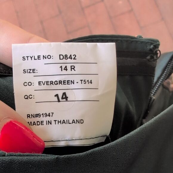 NWT Alfred Sung Strapless A-line Satin Gown Modern Bow Detail Evergreen 14 - Picture 6 of 13